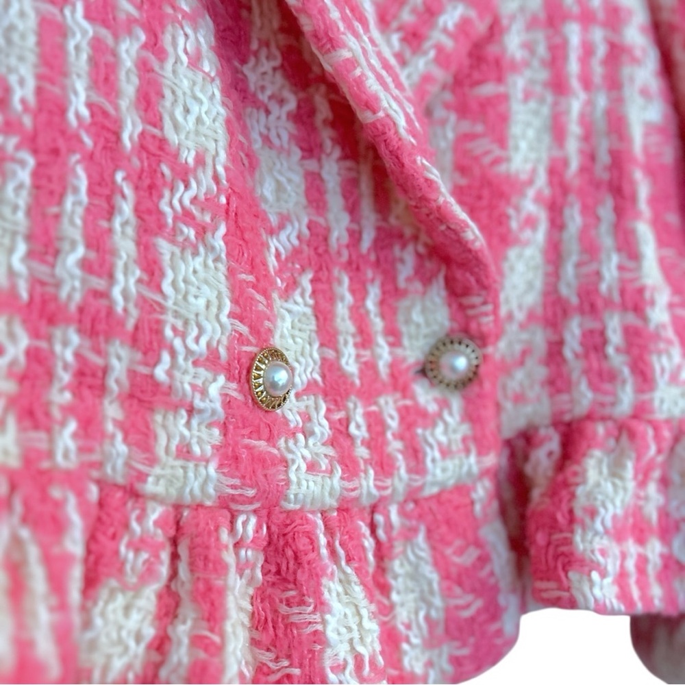 LoveShackFancy Braelynn Crop Wool Tweed Jacket in Majestic Pink, Size Medium NWT - Picture 9 of 15